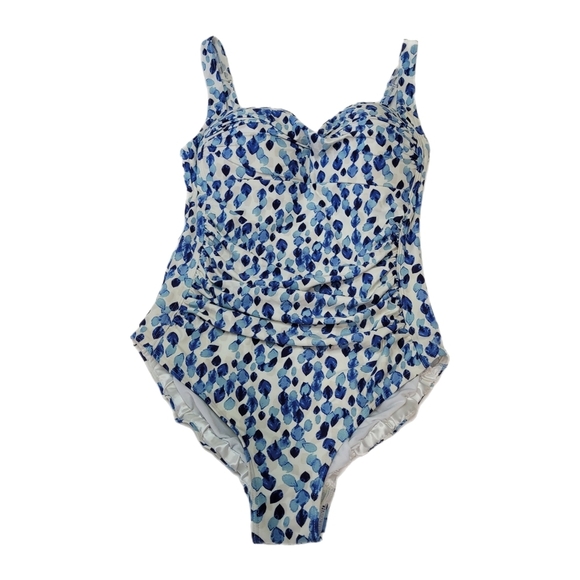 Nip Tuck Size 6 Multi Fit One Piece Swimsuit Blue Adjustable Straps Padded Full - Picture 1 of 8